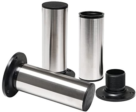 Doublelife 4PCS Furniture Cabinet Metal Legs Kitchen Adjustable Stainless Steel Feet Round(15CM) (150mm)