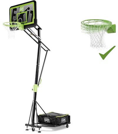 EXIT Toys Galaxy Black Edition Versetzbarer Basketballkorb mit Dunkring auf Rädern Outdoor - Inkl. Dunkring und Netz - In 5 Höhen Verstellbar - Einfach Versetzbar - für Kinder und Erwachsene - Schwarz