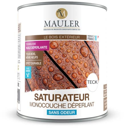 Mauler - Saturateur Bois Monocouche Dépérlant - 2,5L - Teck - Assure une Protection Contre l'Usure du Bois dû aux Evénements Météorologique