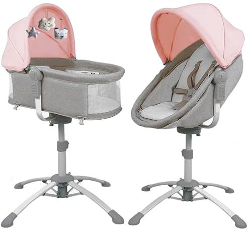 bebe2luxe Louna : Multifunktionale Wiege Baby (ELEKTRISCHE BABYSCHAUKEL, HOCHSTUHL,BABYWIPPE) (Rosa)