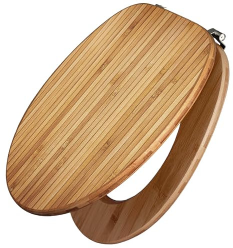 banjado Design WC Sitz Bambus 45x37,5cm / Toilettendeckel Holz/hochwertiger Toilettensitz/Bambus-Toilettendeckel für alle gängigen Toiletten - Bambusholz