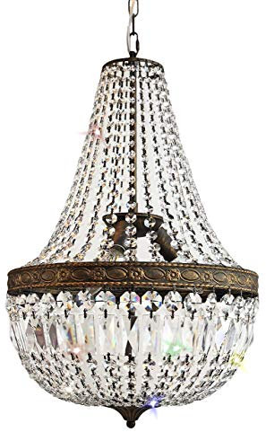 PGA Lights Kronleuchter, Kristallleuchter, Korblüster, Lüster, Leuchter, Lampe Florence Ø40cm für die Wohnung im angesagten Antiken-Stil, gefertigt aus geschliffenen Kristallen