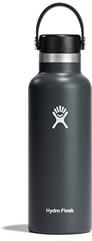 HYDRO FLASK - Trinkflasche 532ml (18oz) - Isolierte Wasserflasche aus Edelstahl - Sportflasche mit auslaufsicherem Flex Deckel & Gurt - Thermoflasche Spülmaschinenfest - Kleine Öffnung - Stone