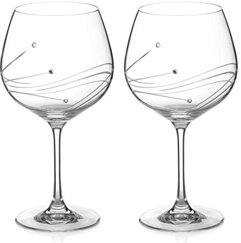 DIAMANTE Swarovski Gin Glasses Copas 'Glasgow'- Hand Cut Design Crystal Glass in Gift Packaging