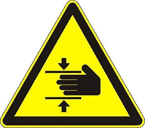 Schrall Aufkleber: Quetschgefahr - 100 mm, Gelb, Polyvinylchlorid, Sicherheitsaufkleber