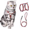 PETTOM Blumenmuster katzengeschirr mit Leine katzenleine mit Geschirr für Katzen mit Rundes Schlüsselband,Ausbruchsicher, Einstellbarer Brustgurt Geeignet für kleine und mittlere Katzen (S, Rot)