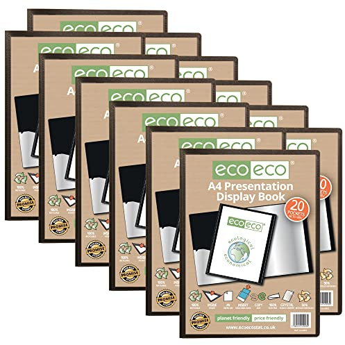 eco-eco A4 50% Recycelt 20 Taschen-Schwarz-Farbe Päsentationsdisplay Book (Packung mit 12)