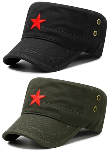 COOLSOME Vintage Müdigkeit Red Star Mao Army Military Hat - Grün - Einheitsgröße