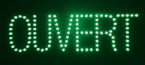 Enseigne lumineuse à LED OUVERT Vert 30x15x2.5cm