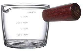 Merkts Jarra medidora con asa, taza de vidrio resistente al calor con escala para mezclar vino, café expreso, leche, apto para hornos microondas, hornos eléctricos de cerámica, hornos y frigoríficos