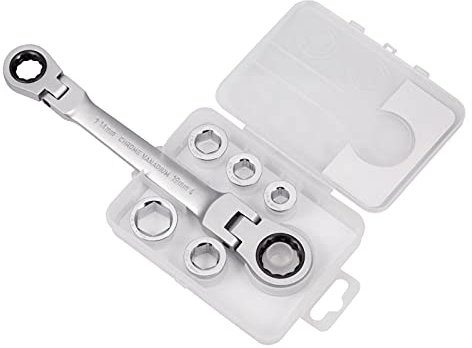 LEONTOOL Juego de 6 llaves de trinquete de 8.5 pulgadas, juego de llaves combinadas de trinquete métricas de liberación rápida de 8.5 pulgadas, juego de llaves de trinquete universales de doble caja