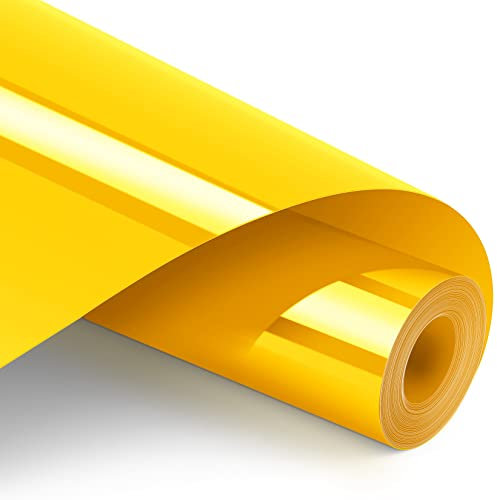 Artcut 12 x 12ft Heat Transfer Vinyl Rolls, HTV Vinyl for Shirts, Iron on Vinyl Permanent Vinyl, Vinyl Rolls Heat Transfer Vinyl for Fabric, DIY Heat Vinyl Design - Easy to Cut (Yellow)