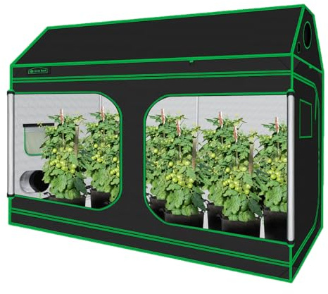 Green Hut Cube Grow Tent – 243,8 x 121,9 x 182,9 cm, Hydrokultur-Pflanzenzelt für den Innenbereich, mit Beobachtungsfenstern und lichtdichtem Mylar-Dach, inklusive Bodenwanne