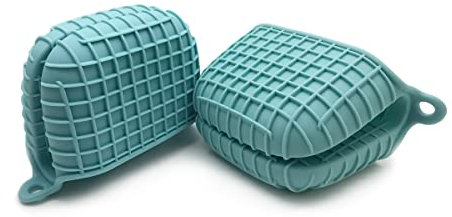 Mini Oven Gloves Thicken Silicone Pot Holder Mini Oven Mitt Heat Resistant Pinch Covers for Baking, Cooking, Bbq Grilling (Green)