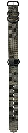 Nixon NATO Wechselarmband für Uhren mit 20 mm Abstand aus recyceltem Kunststoff in der Farbe Olive/Tarnmuster mit Schnalle und Beschläge aus Edelstahl, BA006-3387-00