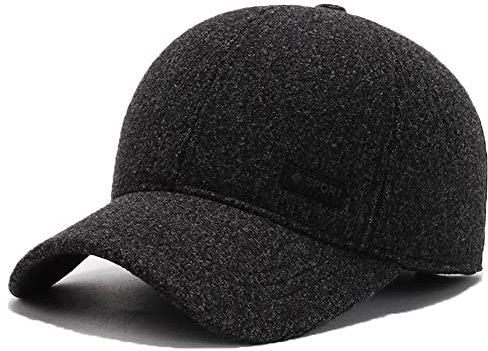 YAMEE Baseballmütze Herren Wintermütze,Herren Winter Baseball-Cap mit Ausklappbarem Ohrenschutz,Wintercap Herbst/Winter Basecap Warme Schildkappe