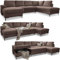 Cord Sofa U Form mit Schlaffunktion - Ecksofa mit Schlaffunktion und Bettkasten, Wohnlandschaft U Form, XXL Couch U Form, Big Sofa XXL, Eckcouch mit Schlaffunktion und Bettkasten, (Taupe Rechts)