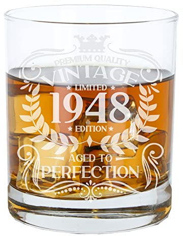 Always Looking Good Verre à whisky gravé pour homme - Vintage 1948 - Cadeau pour les 77 ans - Verre à whisky gravé - Bourbon Scotch Lowball