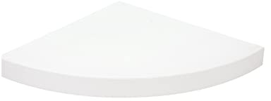 HERSIG - Estante Esquinero Curvo Flotante de Pared Madera Blanca Baldas para Baño o Dormitorio Fijación Oculta y Resistente de hasta 10 kg - 29,5x29,5 cm