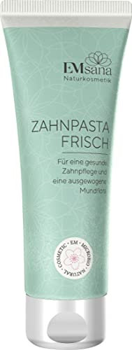 EMsana Zahnpasta frisch – Natürliche Zahnpflege mit EM & Blütenessenzen – Xylit & Hamamelis-Extrakt – Vegan, glutenfrei & laktosefrei – Homöopathie-geeignet & ohne Fluorid - 75 ml