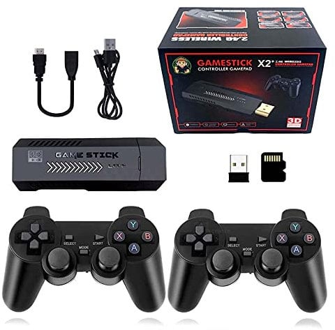 Consola de juegos retro, X2 Plus Game Stick Retro Consola doble controlador inalámbrico, más de 40000 juegos, 128 GB