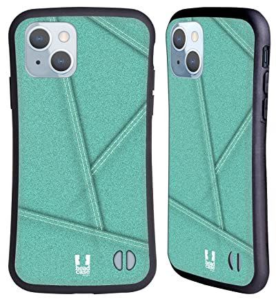 Head Case Designs Azzurro Toppe da Collezione - Denim Cover Ibrida Compatibile con Apple iPhone 14