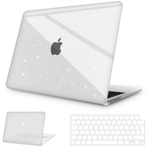 NPUOLS Custodia Protettiva per MacBook Air 15 Pollici Cover 2025-2023 M4 A3241 A3114 M3 M2 A2941 con Touch ID, 15,3 Cristallo Rigide Protection Custodia e Ultra Sottile UE Tastiera Cover, Glitter