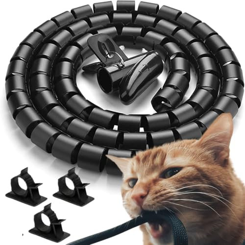 Kapavela Organizer Proteggi Cavi Elettrici da animali 2,5 Metri 22mm - Guaina per Cavi Elettrici, Copri Fili e Proteggi Cavo Animali, Protezione anti morso, Guaina Passacavi Coprifili Elettrici Nero