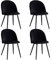 BenyLed Lot de 4 chaises de salle à manger modernes en velours noir ; Chaises de cuisine et de salon ergonomiques avec dossier incurvé et pieds en métal noir