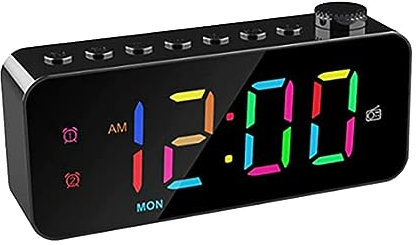 FURREN Digital Alarm Clock RGB Digital Alarm Clock Radio Dual Alarm with Weekday/Weekend Mode, Snooze, FM Radio Sleep Timer, USB Charging Port