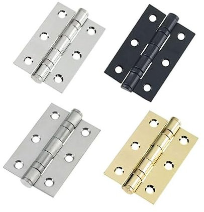 Handlestore Ball Bearing Hinges x 2 Pairs (4 Hinges), 75mm or 100mm, 4 Colours, Heavy Duty, Steel Door Hinges. (Polished Chrome, 75mm (3))