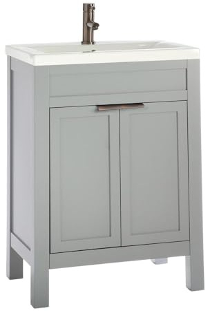 Milano Aston Light Grey 615mm Bathroom Vanity Unit Bronze Pull Handle