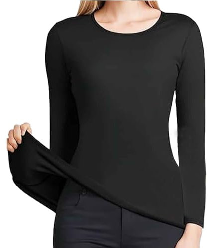 Generico Maglia Termica Collo Alto con Manica Lunga Fodera in Micro Pile Pigiama Abbigliamento per Sci Ciclismo Corsa Allenamento Abbigliamento Termico Donna