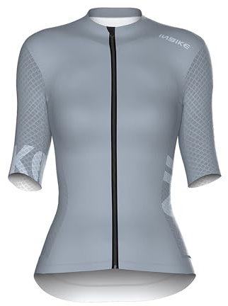 INBIKE Radtrikot Damen Kurzarm Fahrradtrikot Sommer Atmungsaktiv Trikot Fahrrad Rennrad Shirt Fahrradbekleidung Grau S