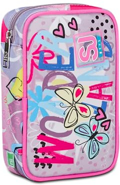 SJ Gang Federmäppchen Speed Case, Rosa, Stifthalter mit abnehmbarem Fach und Stiften, Bleistiften, Farben, Zubehör Rucksack, Grundschule, Medium, Mädchen