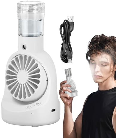 Muuzebsy Ventilador de pulverización USB | Humidificador de ventilador USB | Aparato de refrigeración con tanque de agua de gran capacidad para dormitorio, sala de estar, coche, viajes, picnic