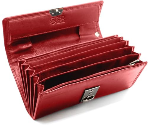 FLEXIBILITE Profi Kellner Geldbörse Profi Wasser Büffel [2025] Echt Leder RFID (18,5 x 9,5 x 4,5cm BxHxT) Geldbeutel Bedienungsgeldbeutel Taxi Portemonnaie Kellnerportemonnaie Rot