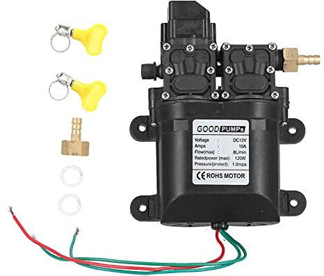 Pompa dell'acqua a diaframma ad alta pressione da 8 l, pompa dell'acqua automatica da 12 V con connettore in rame, pompa autoadescante per il trasferimento dell'acqua per giardino, prati, docce,