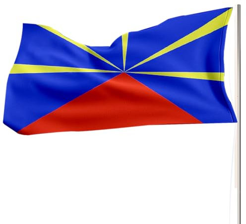 Drapeau de l'île de la Réunion 150x90 cm Grand Drapeau du Réunionais en Polyester Avec œillets en Métal Célébrations à l'extérieur et à l'intérieur 5 x 3ft Flag Région de la Réunion