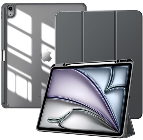 TiMOVO Hülle für New iPad Air 13 Zoll (M3/M2-2025/2024), Schutzhülle mit Stifthalter, Schlank Ständer Schutzhülle mit Klarer Transparent Rückseite für iPad air 13, Auto Schlaf/Aufwach, Space Grau