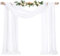 Showgeous Querbehang Weiß 73cmx610cm Tüll Foto Hintergrund Hochzeit Vorhang Deko Weiss Chiffon-Stoff Hochzeitsbogen Gardinen für Laube Hochzeit Torbogen Zeremonie Fotografie Party