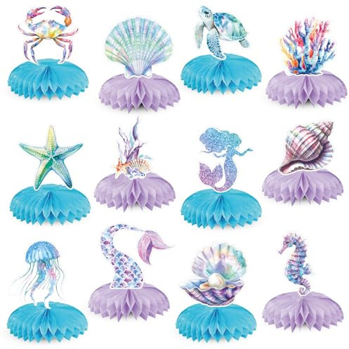 12-teilige Partydekorationen unterwasser deko Die kleine Meerjungfrau“, Meerjungfrau-Geburtstags-Wabendekoration, kindergeburtstag deko Tischdekorationen für Unterwasser-Partys, Partydekorationen