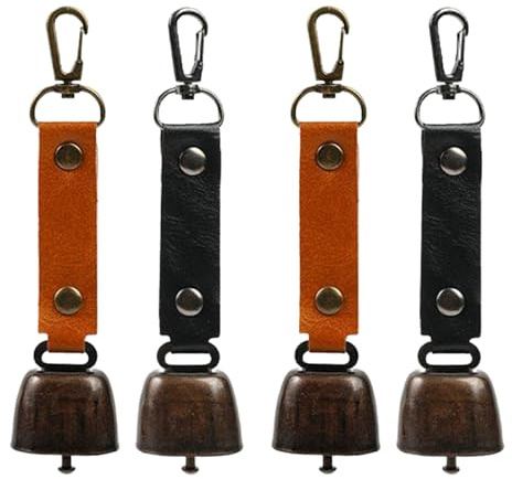 Vordpe 4 Stück Bärenglocke, Metall Kuhglocke, Anti Verlust Glocke, Integrierte Hängeschnalle, Für Outdoor-Wanderungen, Rucksack-Anhänger, Tierhalsbä