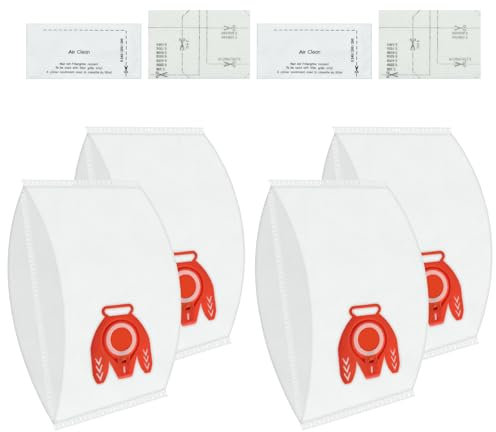 DLAIMI 4 bolsas para aspiradora compatibles con Miele FJM, 3D Efficiency FJM Compact C1/C2, S241, S290, S300i, S500, S700, S4, S6 Series, bolsas para aspiradora con filtros de protección del motor y