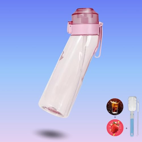 Générique Aroma H2O, Bouteille 650ML avec 2 goût pods, 1 paille, 2 brosses. 0 sucres, 0 calories, juste des arômes naturels. Différents Coloris (Rose)