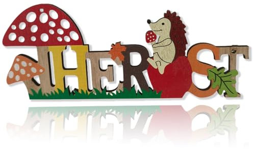 Herbstdeko Igel herbstdeko innen, 1 Stück Schriftzug stehender Holz-Natur-Igel, Herbstdeko Tisch, Herbstliches Briefschild, Tischdeko Herbst mit Herbstblätter, für Herbstgeschenke, Herbstpartys.