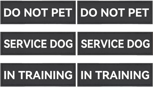 6 Pack Service Hund Patches, abnehmbare Do Not Pet Patch für Geschirr, Taktische Hund in Ausbildung Tags mit Haken für Weste, 5,1 x 1,5 Zoll