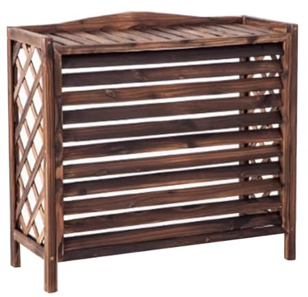 SHANGDAOYU Cubierta De Aire Acondicionado De Pared,Cubierta De Aire Acondicionado Mini Split For Unidades Exteriores,Madera De Abeto Seleccionada, Diseño De Rejilla De Lamas(80 * 32 * 70cm)