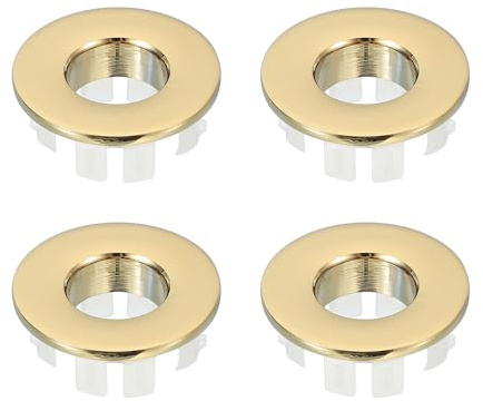 PATIKIL Sink Overflow Ring, 4 Pcs Bathroom Sink Overflow Drain Cover Sink Basin Trim Insert in Hole Round Cap for Bathroom Kitchen Basin Wash Basin, Gold