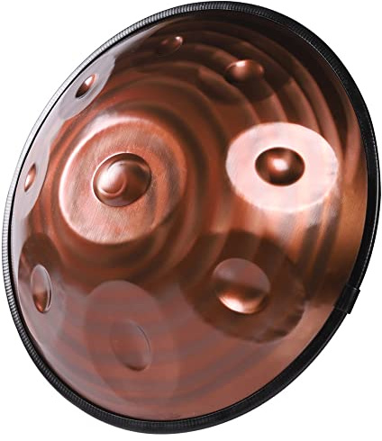 Steel Drum Instrument, Handpan Drum in D Minor, 432Hz 10 Notes Steel Hand Pan Drum Set with Soft Handpan Bag, Mallets, Handpan Stand (Blue) (Brown)